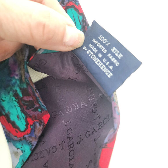 Jerry Garcia Dogs Collection Five Abstract Art Colorful Statement Silk Tie - Picture 3 of 4